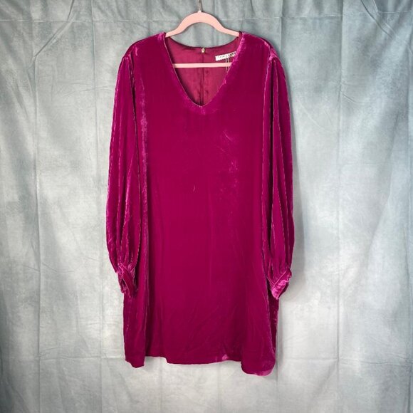 Trina Turk Eclair Velvet Pink Magenta Shift Cocktail Dress Size XXL - Picture 1 of 4